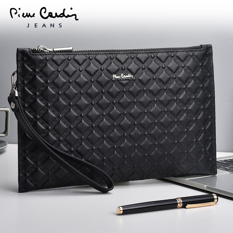 Pilkardan Men's Leather Handbag Business Fashion Press Bag Man's Head Cover Capacity Envelope