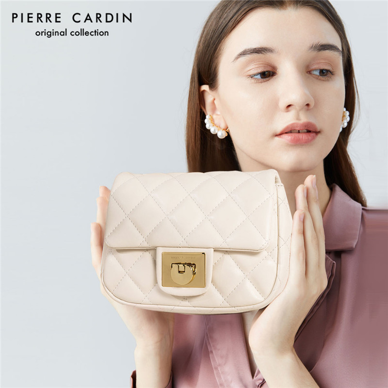 Pierre Carden spring style grid chain women's bag small fragrance golden ball shoulder bag all-match diagonal bag fashion small square bag