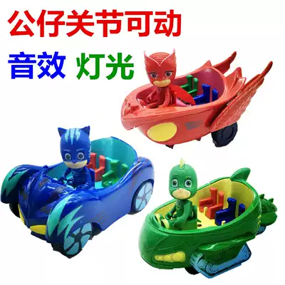 Masked pajamas little hero lights and sound effects large sliding car full set of cat boy boys and girls toys anime the same style