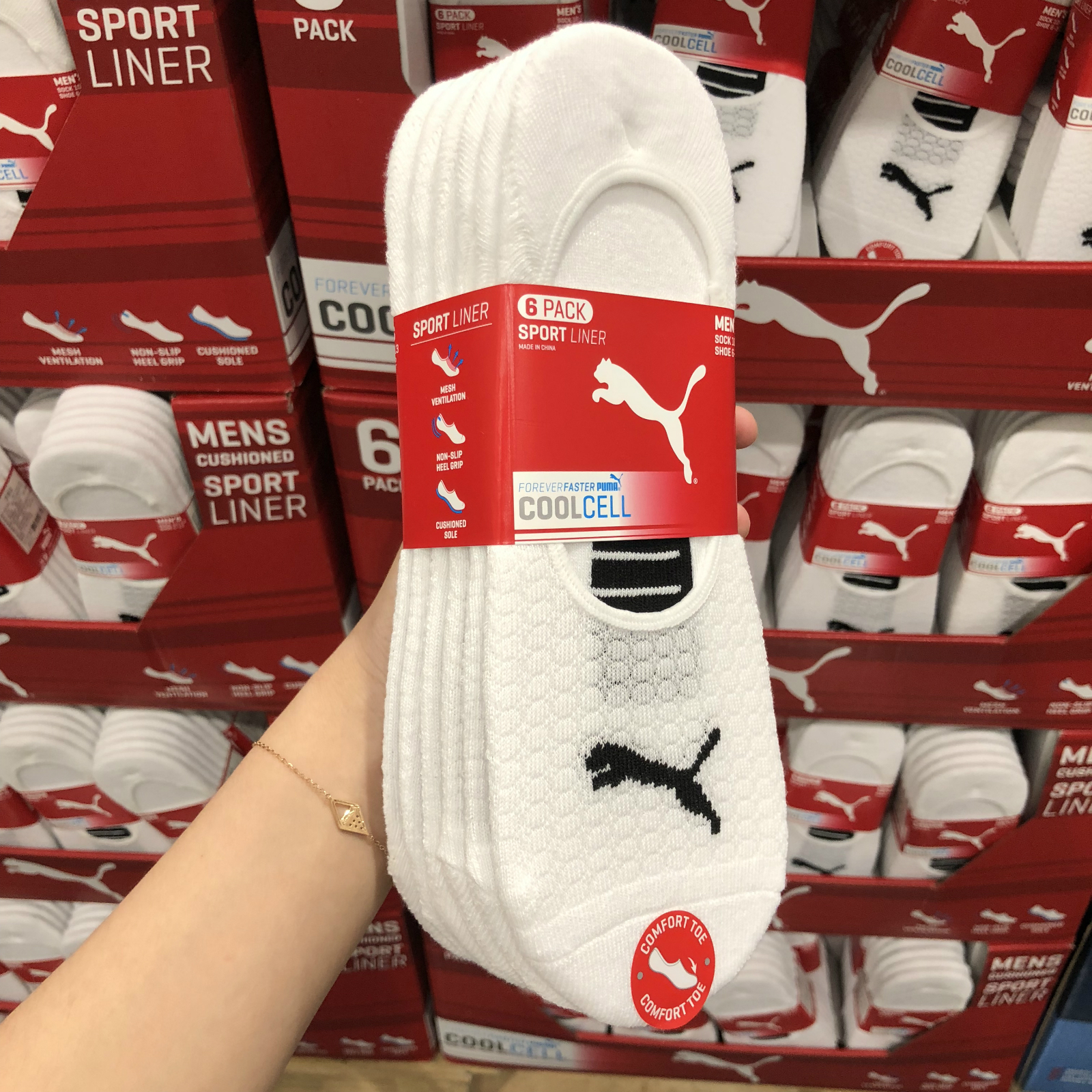 Shanghai costco Puma Puma socks men's casual short hidden socks low help 100 lap white 6 double dress