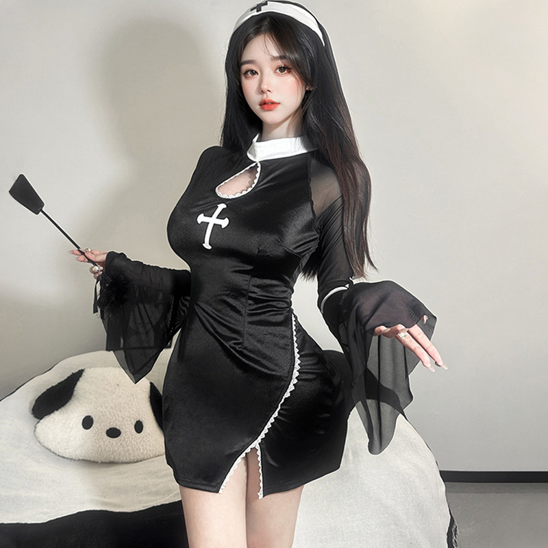 Halloween Costume Nun Costume Adult Cosplay Uniform Performance Suit Vampire Dark Gothic Style Robe