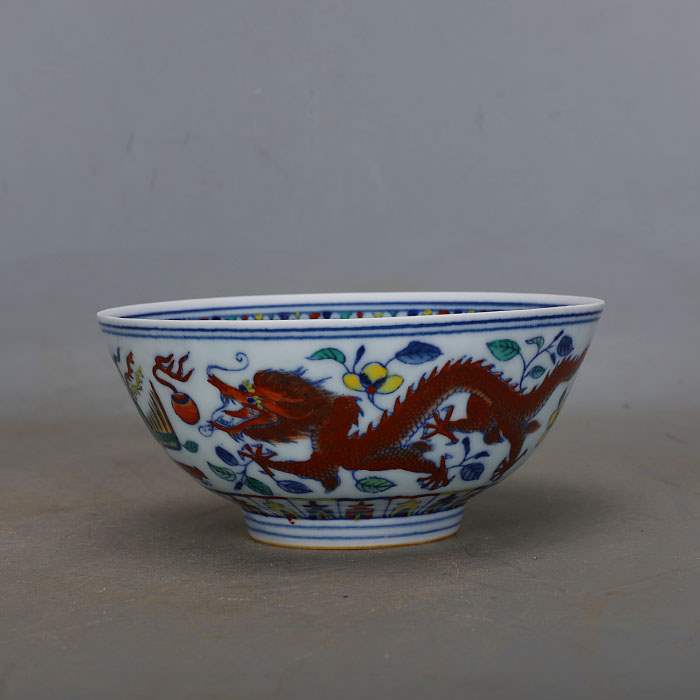 Large Qingyong Yongzheng Qingzong Colorful Dragon Pineapple Pinewood Porcelain Bowl Handmade Official Kiln Antique Porcelain Ancient Play Antique Collection Pendulum