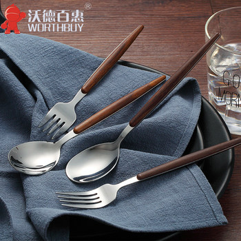 Quality recommendation wood grain 304 spoon soup spoon