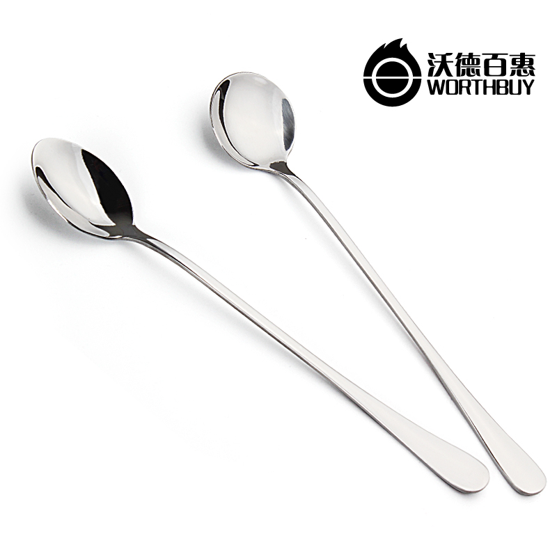 Ward 100 Stainless Steel Creative Long Handle Spoon Cute Stirring Spoon Korea Ice Spoon Ice Cream Spoon Ice Cream Spoon