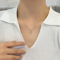 Creative design H letter hollow necklace fashion diamond pendant trendy necklace net red clavicle chain female