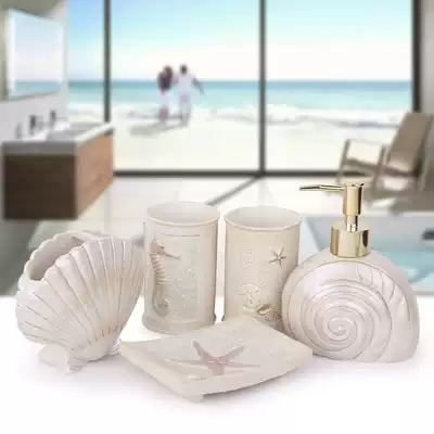 Mediterranean cosmetic room toothbrush holder wash set bathroom five-piece set bathroom three-mouthwash Cup kit