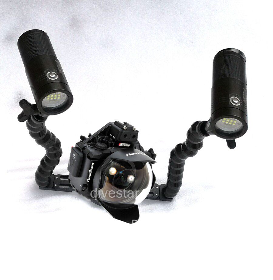 Special promotion diving camera case tray underwater photography equipment double grip snake arm bracket