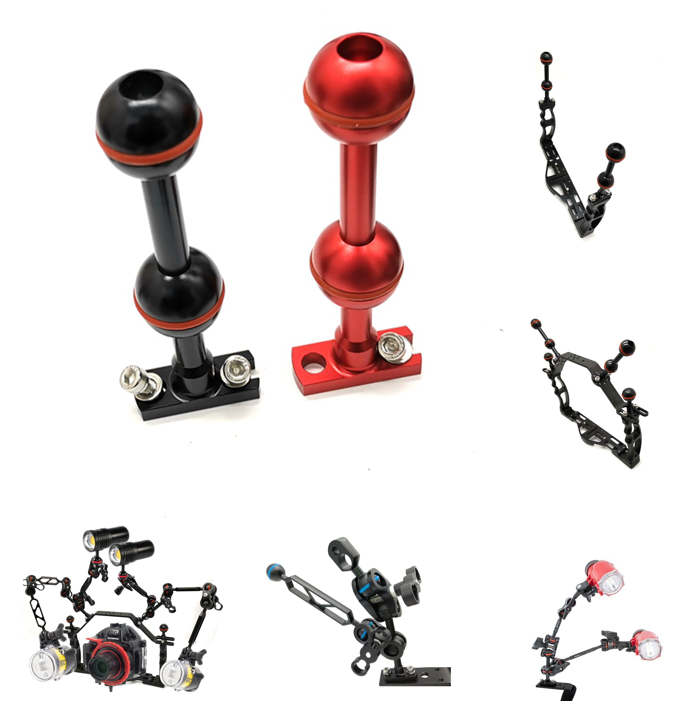 Multifunctional diving shell bracket handle ball head base underwater flash light fill light flashlight ball head connection seat