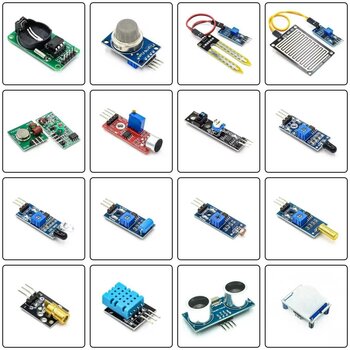 16-in-1 Sensor Raspberry Pi Development Kit for Microcontroller, 16 Types of Smart Car Sensor Modules Learning Kit
