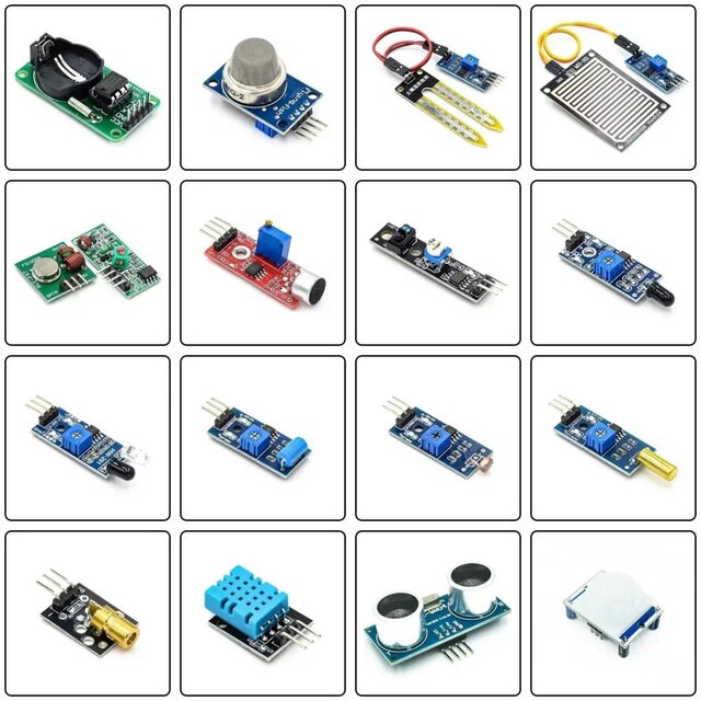 16-in-1 Sensor Raspberry Pi Development Kit for Microcontroller, 16 Types of Smart Car Sensor Modules Learning Kit