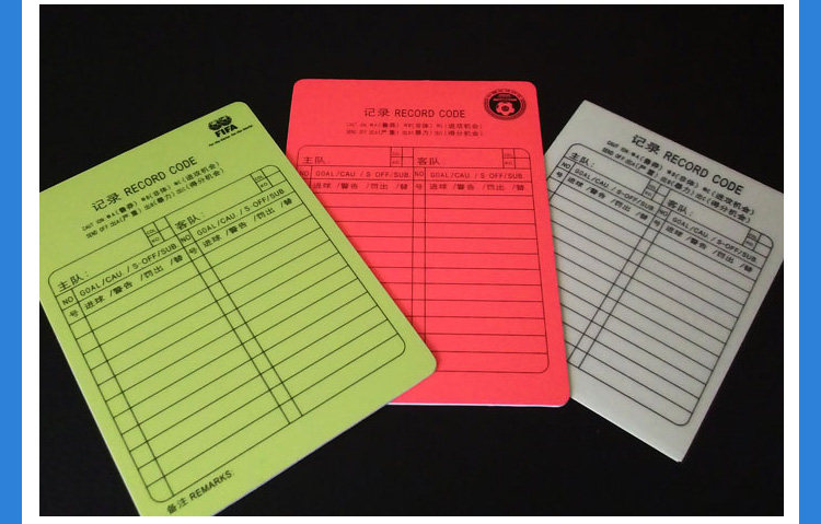 Referee special super CSL FIFA red and yellow card send record paper Football referee equipment can engrave the name