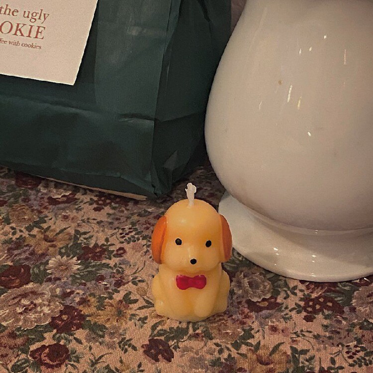 Korean ins style puppy birthday candle cartoon dog three-dimensional birthday candle cake decoration photo decoration
