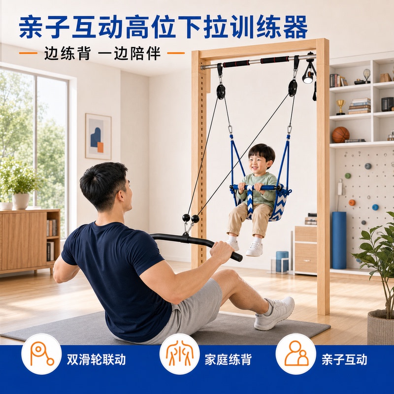 Parent-Child Interactive High Pull-Down Trainer Pulley Resistance Device for Home Fitness, Shoulder Opening and Back Training Tool for Home Exercise Parent-Child Interactive High Pull-Down Trainer Pulley Resistance Device for Home Fitness, Shoulder Opening and Back Training Tool for Home Exercise