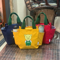 New version of canvas with water glasses umbrella position minimalist Large-capacity hand lunch box Lunch Bag Handbags Mommy Bag