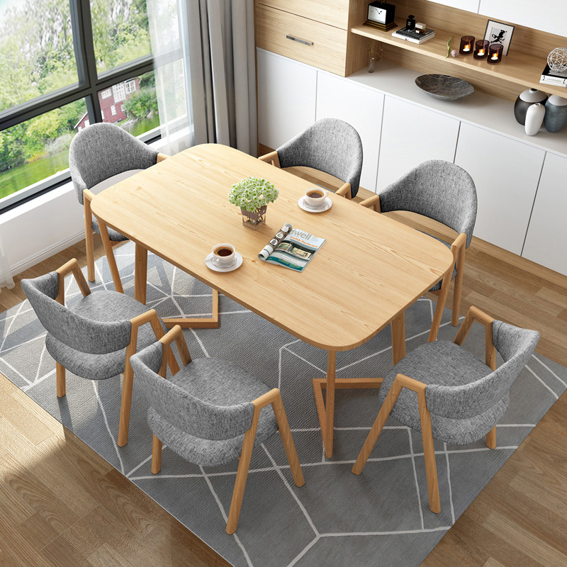 Small Conference Table, Simple and Modern, Rectangular, for 6 People, Shop Rest Area, Reception Room, Office Meeting Area, Table and Chairs