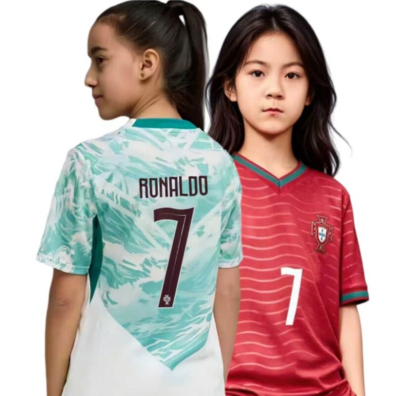 2026 National Team Portugal Children's Jersey No. 7 Ronaldo Jersey Children's Clothing Student Short-Sleeved Youth Football Uniform