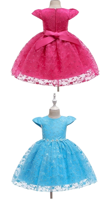 Quần áo trẻ em Âu Mỹ mới váy công chúa mềm mại váy trẻ em sequins cô gái váy thêu trang phục mẫu giáo - Váy trẻ em