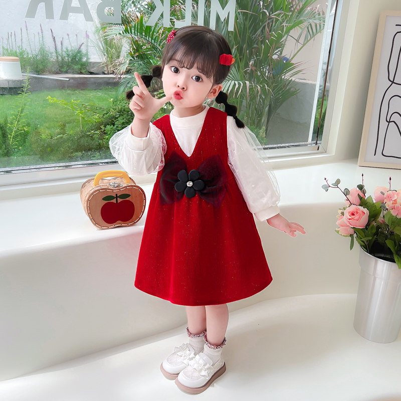 One-year-old princess dress 1-year-old baby girl one-year-old banquet girl baby birthday princess dress girl clothes spring and autumn