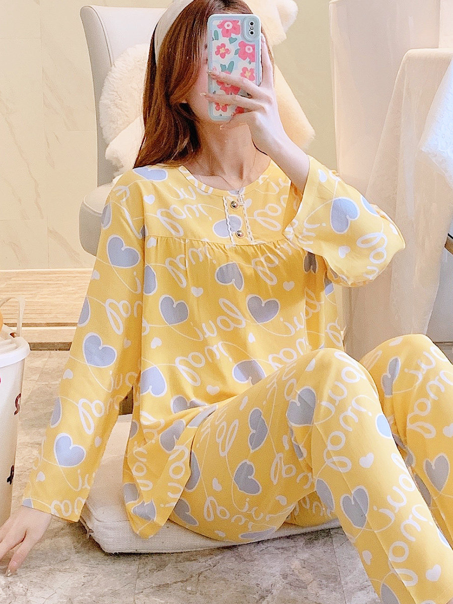 Autumn pajamas women's pajamas women's long sleeves autumn 2022 new fashion net red home clothes spring and autumn students