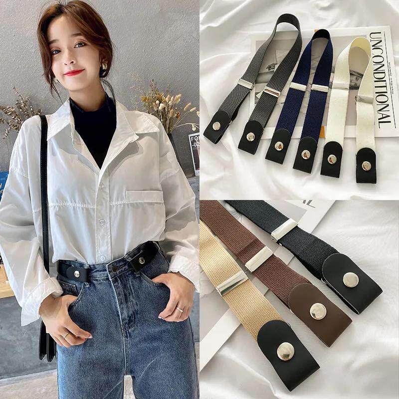 Pants waist-changing small god instrumental elastic belt elastic band buckle self-locking trouser belt tightening waist circumference No-mark denim jeans