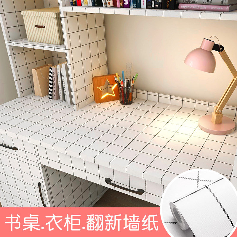 College student dormitory wallpaper self-adhesive girls cabinet stickers layout decoration bedroom wall waterproof ins wind desktop
