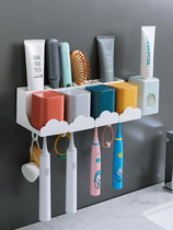 Toothbrushing cup wall-mounted home mesh red toothbrush holder Home Toothbrush Shelf Light Lavish without perforated wall High end