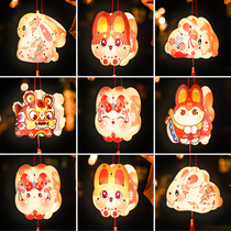 Mid-Autumn Festival bunny lantern childrens portable handmade diy ancient style jade rabbit children cartoon luminous toy palace lantern