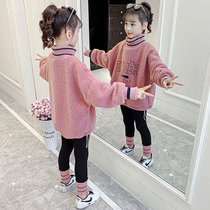 next inss girl suit foreign gas velvet thickened middle school child 2020 new winter dress two sets of tide