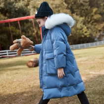 next inss Girls down jacket in the long 2020 new Korean childrens clothing in the big childrens thick coat winter clothes