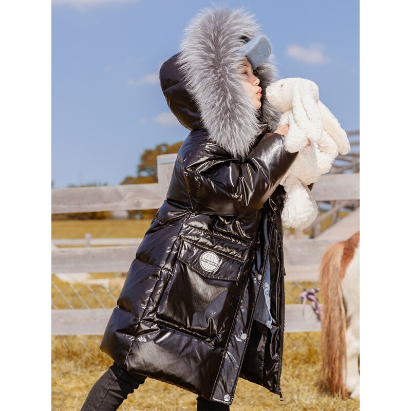 Next inss girl down jacket 2021 new children bright face middle child over knee foreign style long coat