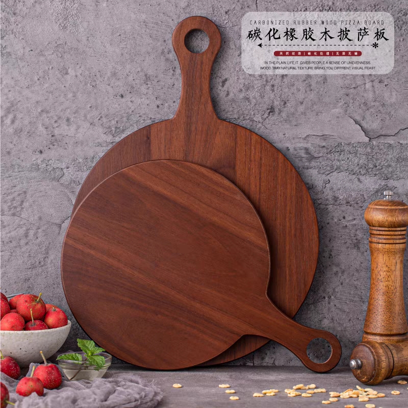Carbonated Rubber Wood Pizza Plate West Restaurant Steak Snack Tray Dinner tray Fruit Bread Plate Real Wood Baking Pan-Taobao