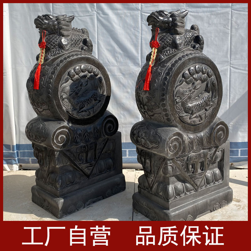 Stone carved door pier hugging drum stone door home unicorn courtyard cat cat a pair of gate stone lion bluestone stone pier stone drum