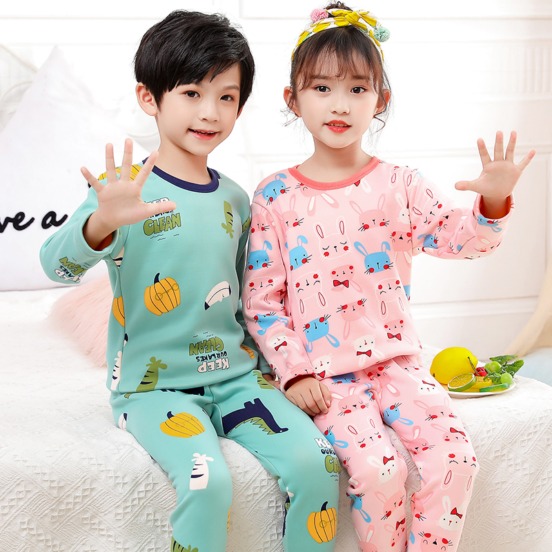 Autumn Winter Children Autumn Clothes Sanitary Pants 2021 New Suit Boy Girl Glint Fever Clothes Boy Baby Pyjamas