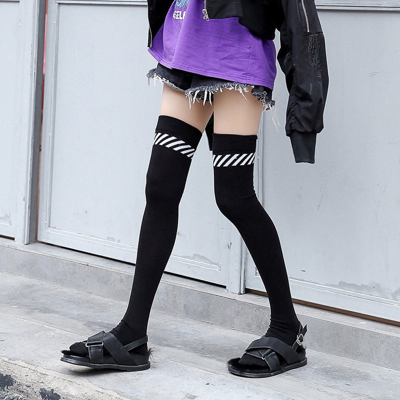 Long socks for women Korean college style Japanese students pure cotton non-slip high socks European and American street thigh knee socks tide