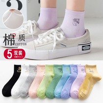Socks ladies spring and summer thin socks cute Japanese mesh breathable mid-tube cotton socks spring and autumn net red ins tide
