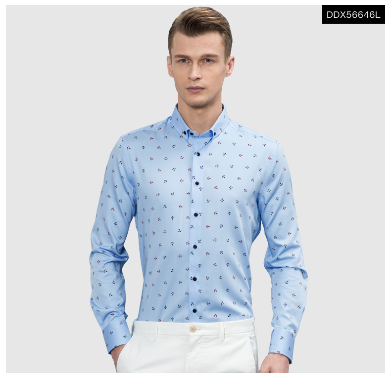 Thời trang sắt neo in áo cotton dài tay nam kinh doanh giản dị Áo sơ mi nam mỏng Phiên bản Hàn Quốc của xu hướng tự tu áo sơ mi nam đẹp 2020