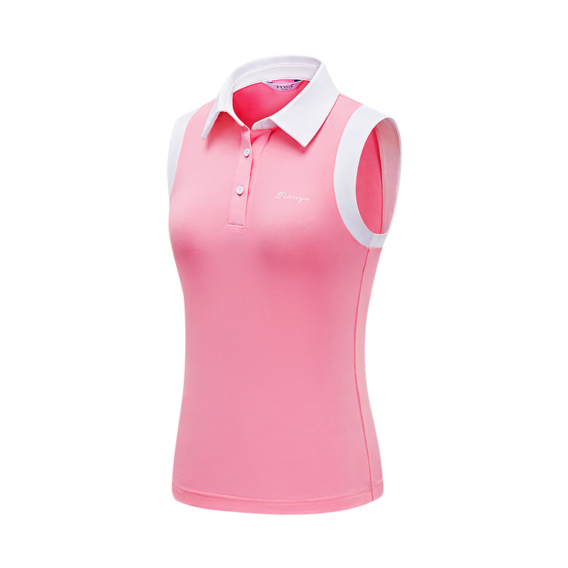 New Golf Women's Short-Sleeved Sleeveless Vest T-Shirt Elastic Quick-Drying Polo Lapel Golf Sports Jersey