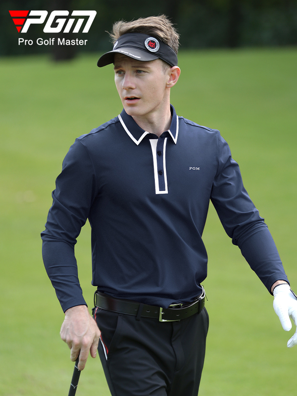 Pgm New Golf Apparel Men's Long-Sleeved T-Shirt Spring and Autumn Lapel Polo Shirt Golf Men's Clothing Simple Style