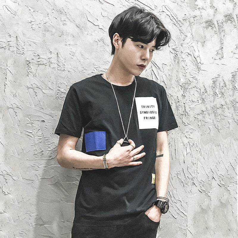 兔公子2017夏装新款男士学生短袖休闲圆领个性T恤男修身潮流衣服