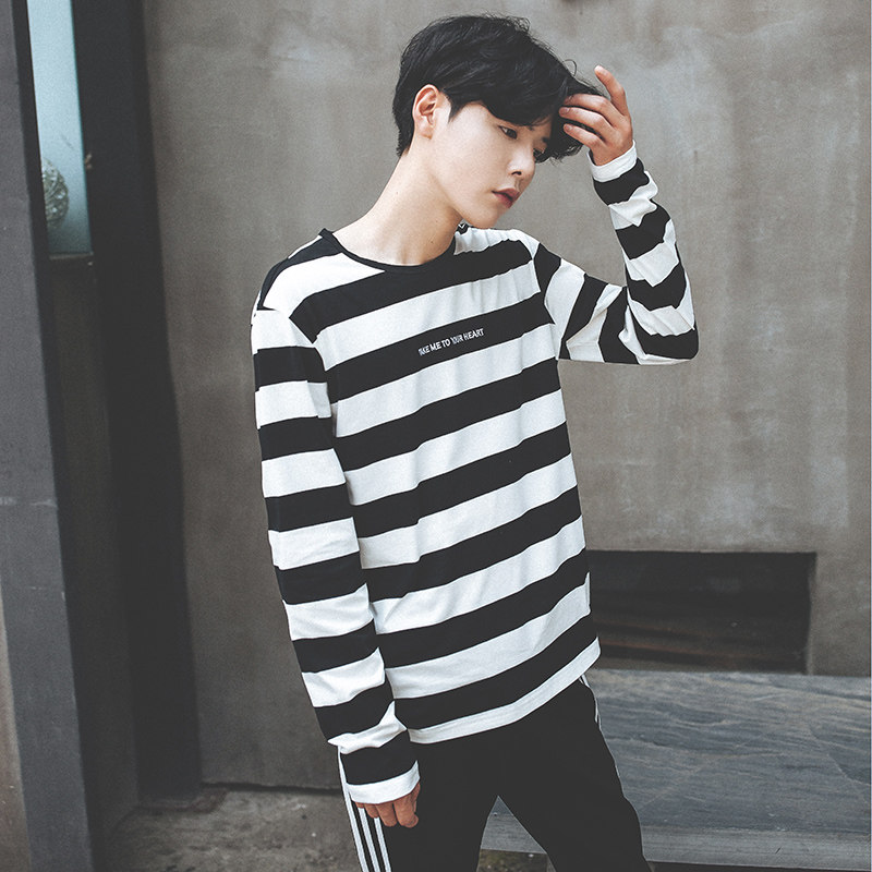 男士秋季纯棉衣服青年体恤青少年上衣长袖T恤学生小衫丅桖打底衫