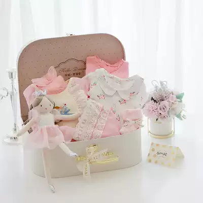 Newborn baby girl 2021 fashion spring/summer dress gift box set set princess dress jumpsuit jumpsuit shawl