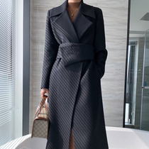  Aunt Cui customized Hepburn style Australian wool quality wool coat temperament lapel double-sided wool coat female autumn and winter