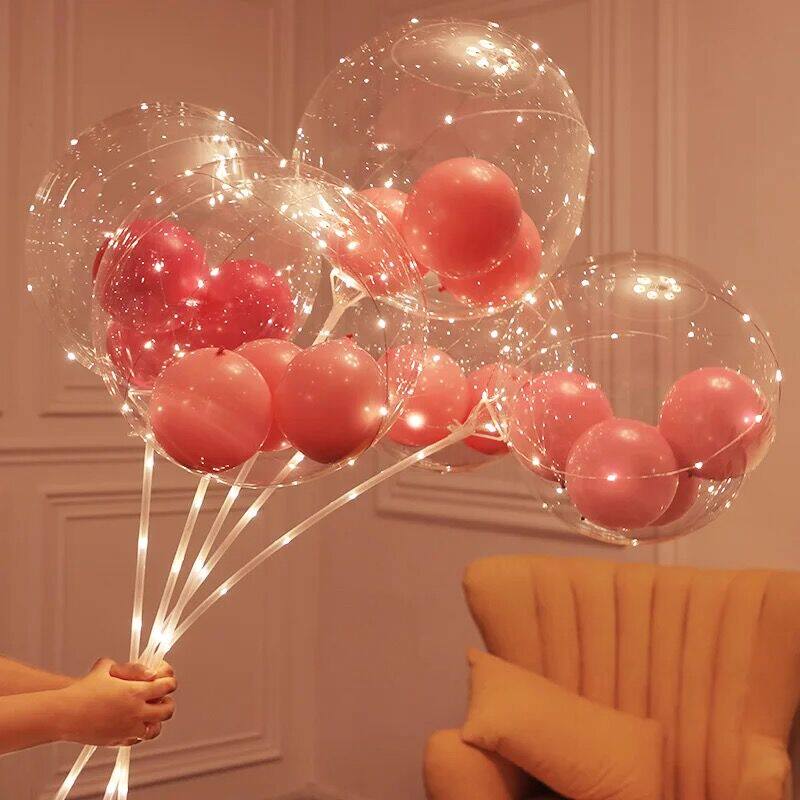 Romantic proposal decoration night market stall Bobo ball feather glowing flash popular filling with lights net red ball