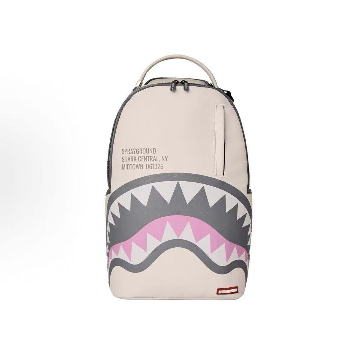 SPRAYGROUND shark mouth однотонный классический рюкзак из ПВХ для обычных мужчин и женщин в одном стиле, пара бежевого цвета Изображение 1