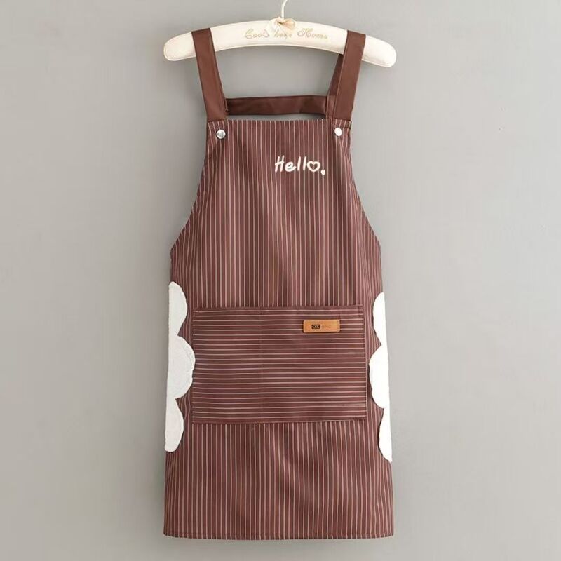 New Striped Apron, Sleeveless, Water-Repellent, Stain-Resistant, Oil-Proof, Cooking, Waterproof, Large Pocket, Stylish, Household, Hand-Wipeable
