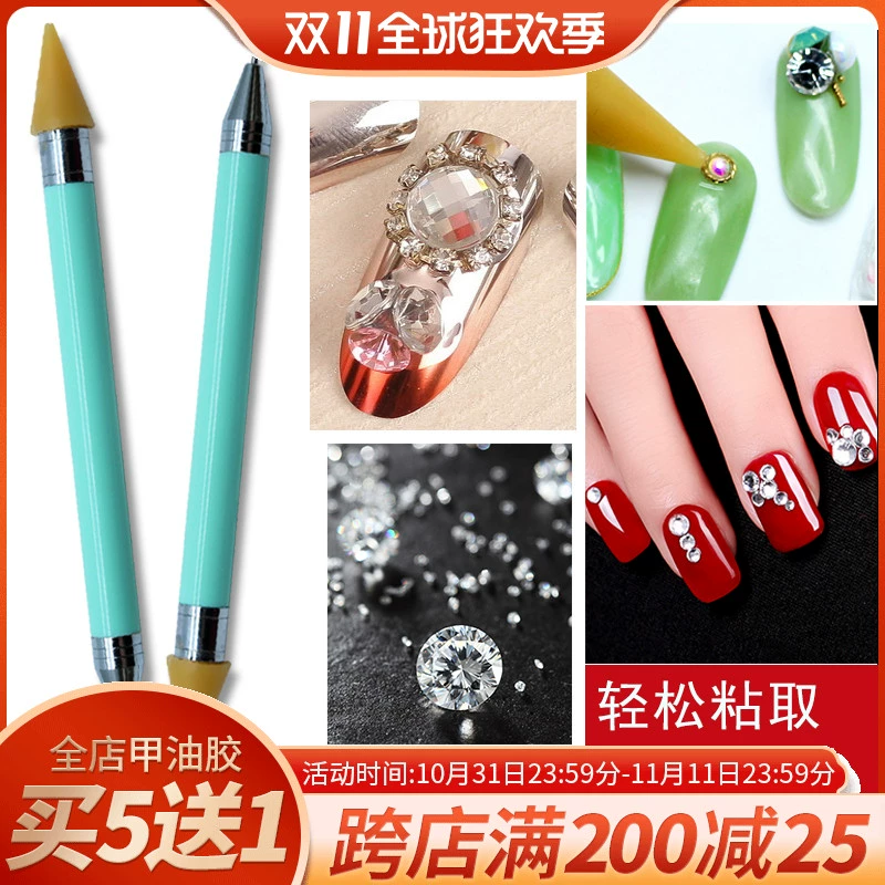 Nail nghệ thuật hai đầu khoan bút khoan dỡ bút chì màu hai đầu pha lê kim cương chấm hoa kim chấm hoa bút dính kim cương dụng cụ làm móng - Công cụ Nail