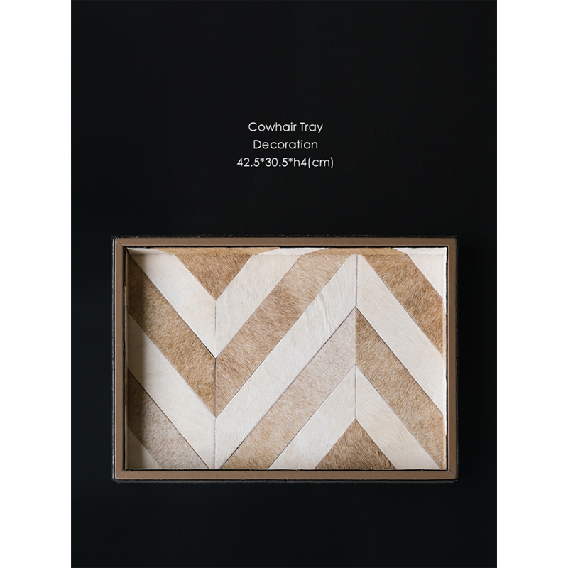 Ruonai Genuine Cowhide! Loro Pian@ Herringbone Pattern Color Matching Entrance Tabletop Storage Tray Jewelry Tray Ornaments
