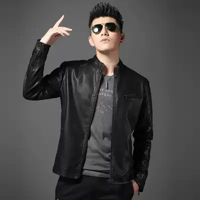 2021 New Haining leather men's head sheepskin jacket young and middle-aged leather jacket men's handsome locomotive suit