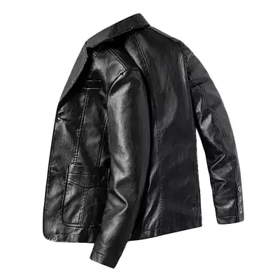 Leather men's leather jacket 021 spring new sheep jacket autumn and winter plus cotton handsome men's leather suit