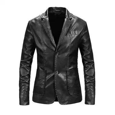 2020 leather suit men's leather jacket young men men's leather jacket sheep suit collar locomotive clothing tide
